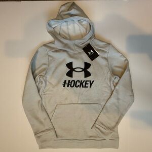 NWT Grey Boys Under Armour Hooded Sweatshirt Size L